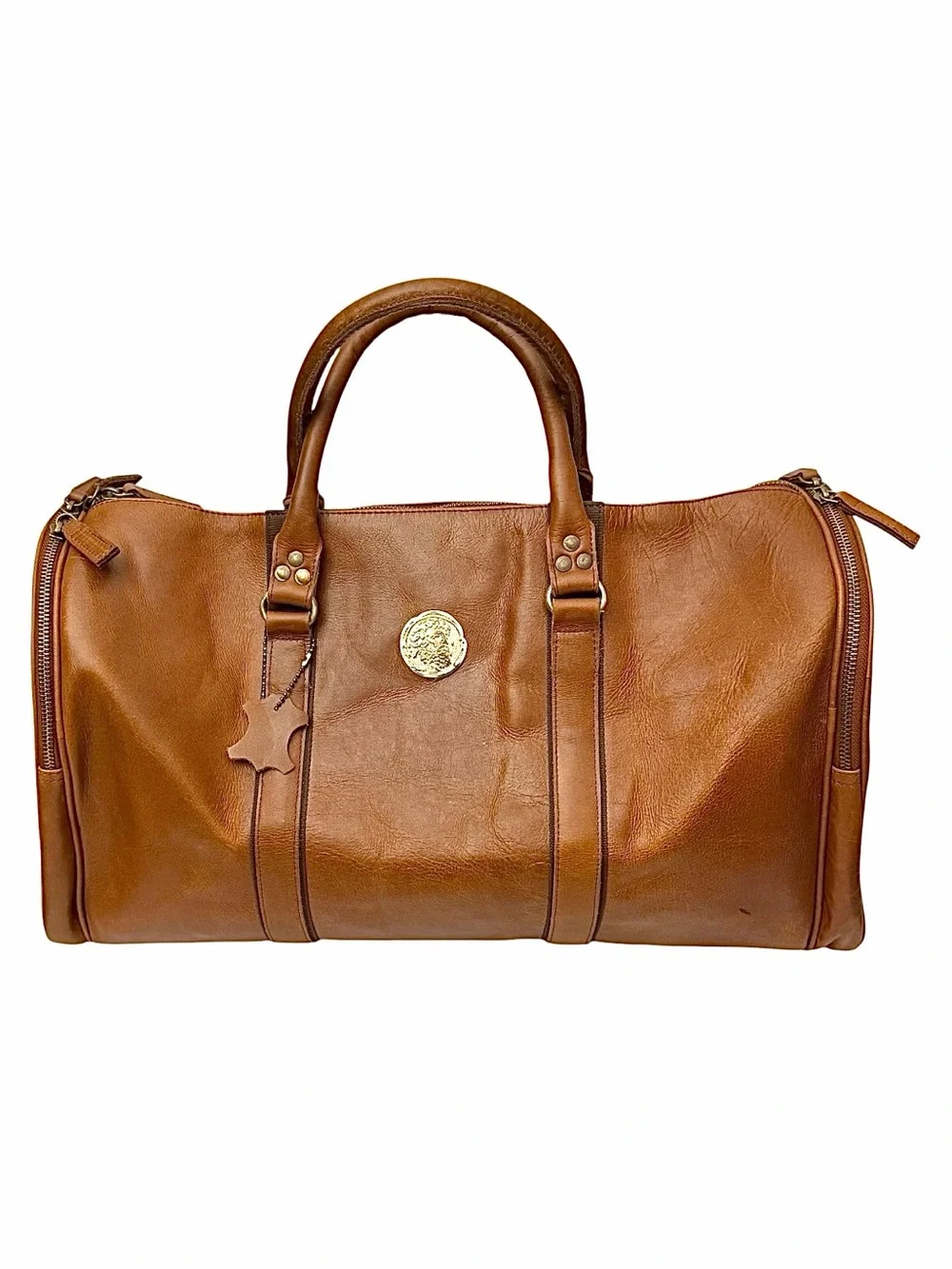 Adoni MMVLL Brown Leather Duffel Weekender Travel Bag 20x10x9 New